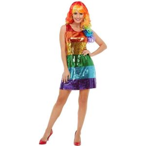 Smiffy's - Vrolijk Glitter Regenboog - Vrouw - Multicolor - Medium - Carnavalskleding - Verkleedkleding