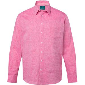 Boston Park Boston Park - Heren - Boston Park overhemd van een linnenmix lange mouwen - Rozerood - Maat L