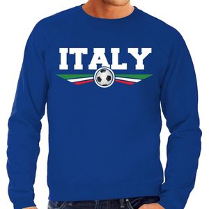 Italie / Italy landen / voetbal sweater met wapen in de kleuren van de Italiaanse vlag - blauw - heren - Italie landen trui / kleding - EK / WK / voetbal sweater L