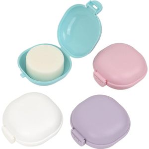 Zeepdoosje met deksel voor op reis - draagbare zeepschaal - plastic zeepetui - roze - wit - paars - blauw zeepdoosje met deksel