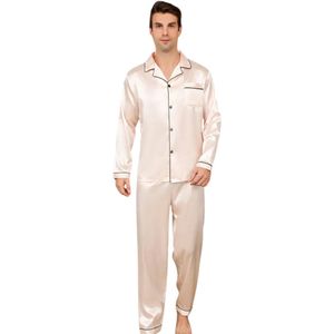 Livano Satijnen Badjas Heren - Kimono - Kamerjas - Satijn - Ochtendjas - Pyjama - Goud - Maat XXL