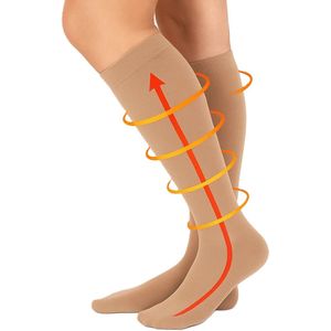 Sport Sokken I Joggen I Lopen I Compressie Kousen I Compressie Sokkeb I Steunkousen I Vliegtuigsokken I Beige I Maat L/XL / Maat 41-47