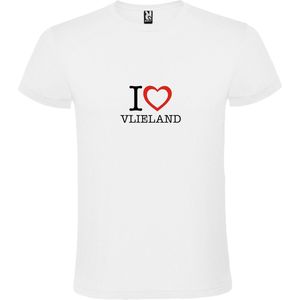 Wit T shirt met print van 'I love Vlieland' print Zwart / Rood size L