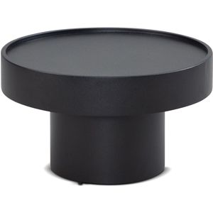 Salontafel Rond Zwart Hout Modern - 60 cm x 60 cm x 36 cm - Tafeltje Rond Klein - Bijzettafel Rond Hout - Koffietafel - Decoratie Tafel - Decoratie Salontafel - Salon Tafel Industrieel - Ronde Poot
