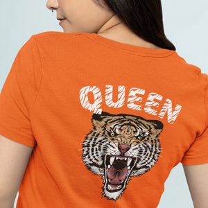 Oranje Koningsdag T-shirt - MAAT S - Dames Pasvorm - Queen Tiger Back