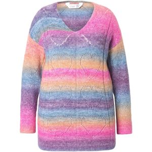 MIAMODA MIAMODA - Dames - Trui kleurverloop hart-ajourmotief V-hals lange mouwen - Purper - Maat 44