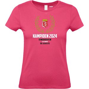 T-shirt Krans Kampioen 2024 | PSV Supporter | Eindhoven de Gekste | Shirt Kampioen | Fuchsia Dames | maat S