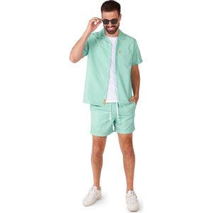 OppoSuits Magic Mint - Heren Zomer Set - Bevat Shirt En Shorts - Festival Outfit - Mintgroen - Maat: L