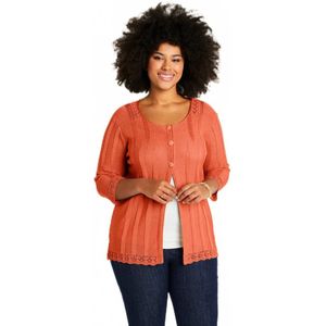 Lang opengewerkt vest met knopen