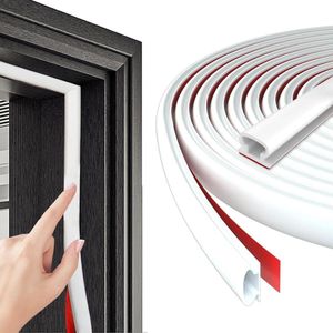 Rubberen weerstrip deurafdichtingsstrip zelfklevend - isolatie geluiddicht waterdicht - 35-55 mm spleet - wit .