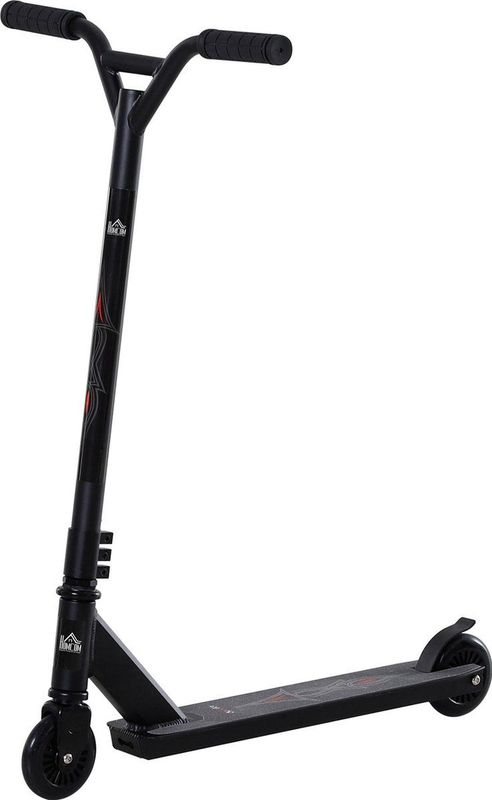 HOMCOM - Stunt Scooter - Zwart - 10 cm Grote Wielen - Rutschfest Deck