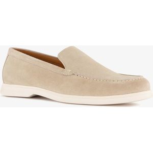 Van Beers suede heren instappers beige - Maat 46 - Uitneembare zool