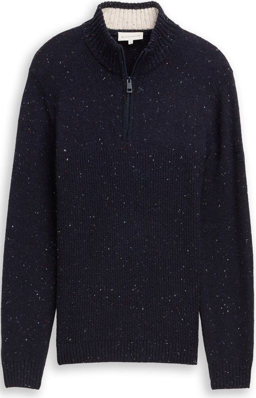 Tom Tailor - STRUCTURED MIX KNIT TROYER - Heren Trui - Blauw - Regular Fit