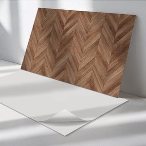 Wallfluent Vinyl Wandpaneel - Visgraatpatroon Wandpaneel PVC - 120 cm x 60 cm - Bruin Vinyl Wandpaneel - Set van 1 - Rechthoekig Wandbekleding Vinyl - Texturen Wandpaneel - Zelfklevend Wandpaneel - Wandpaneel Keuken en Badkamer