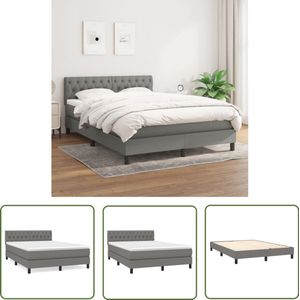 vidaXL Boxspring met matras - 140x200 cm - Donkergrijs Boxspringbed - Pocketvering Matras - Middenhard - Donkere Kleuren - Slaapkamer Meubilair