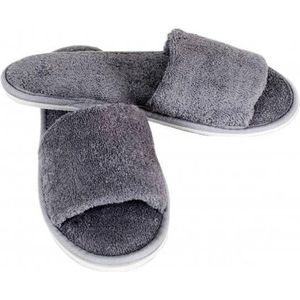 Open Sauna Slippers Grijs37-38 | badslippers | hotel / wellness slippers | badstof slippers met anti slipzool