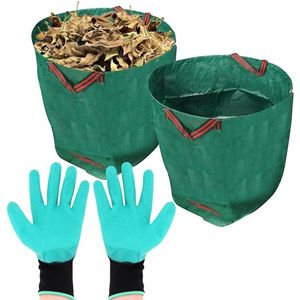 2 Pack Heavy Duty Waterdichte Herbruikbare Tuin Afvalzakken - Tuin Yard Sacks 32 Gallons met Handvatten