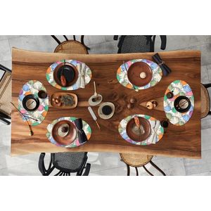 Placemats ovaal - Onderleggers - Ovale placemats - Ballonnen - Patroon - Feest - 6 stuks
