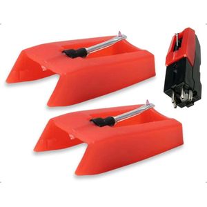 EGoods - Vervangende naalden voor platenspelers (2 stuks) - Compatibel met platenspelers en grammofoons - Rood