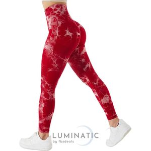 Yoga Legging - Fitness Legging - Sportlegging Dames - Tie Dye - High Waist Legging - Yoga Kleding Dames - Yoga Broek Dames - Sportkleding Dames - Sportbroek Dames - Legging & Shapewear Dames | Luminatic® | Rood | S