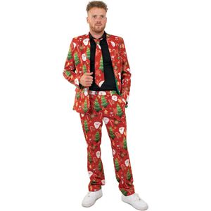 PartyXplosion - Kerst & Oud & Nieuw Kostuum - Klaar Voor De Kerst Af - Man - Rood - Maat 50 - Kerst - Verkleedkleding