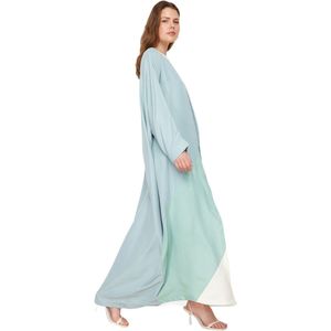 Trendyol Indigoblauwe Marineblauwe Kleurblok Geweven Cape & Abaya & Kimono Tctss24Kf00002