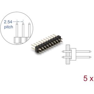 Delock Pin header 10 pin, pitch 2.54 mm, 2-row, straight, 5 pieces