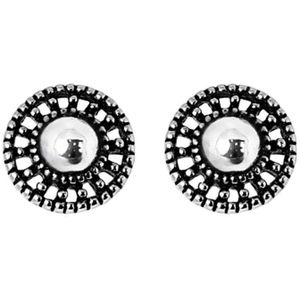 Lucardi Dames Oorbellen bol/rond Bali - Oorbellen - Cadeau - Echt Zilver - Zilverkleurig