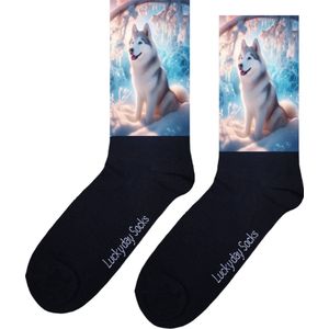 Wolf - Opkikkertje - Winter - Grappige sokken - Valentijn cadeau - Verjaardag cadeau - Kerst cadeau - Grappige sokken - Leuke sokken - Vrolijke sokken - Kerst sokken - Vaderdag - Moederdag - Socks maken Happy - 37-44