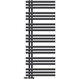 Badkamerradiator middenaansluiting 600x1600 mm antraciet met muuraansluitset LuxeBath
