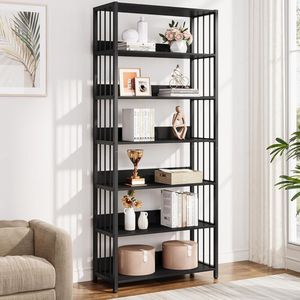 Tribesigns Boekenplank - 6-Tier Etagere Boekenkast - 80 x 30 x 190CM - Industriële Hoge Boekenplanken Display Plank - voor Woonkamer Slaapkamer - Zwart