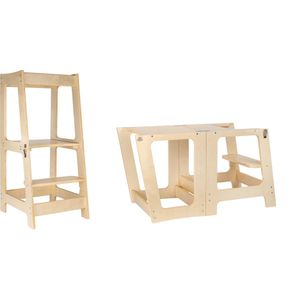 BYPLUIM - Leertoren opvouwbaar - Hout - Montessori Leertoren - Kindertrap - Keukentrap - Kindertoren - Keukenhulp - Learning Tower Foldable - Opstapje - Inklapbaar- Leerstoel - Kindertafel - Speeltafel