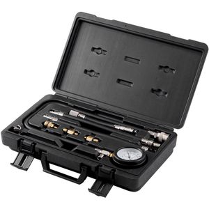 Compressietester Adapterset van 9-Delige, Lektest van Automotorcilinders, Manometer met Dubbele Schaalverdeling 0-300 psi, Lange Slangen met Draagtas voor Motorcilinders