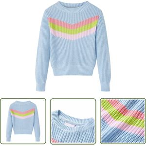 vidaXL Meisjestrui - Kindertrui - Kindertrui gebreid 140 blauw - Jongenstrui - Blauwe Trui - Katoentrui