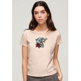 Superdry - Tattoo - T-shirt - Dames - Slimfit - Geborduurde Grafische Afbeelding