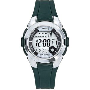 Tekday 654735 digitaal horloge 38 mm 100 meter groen/ zilverkleurig