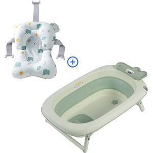 K IKIDO Babybadje opvouwbaar - 3 in 1 opvouwbaar - Baby badje -Multifunctioneel - met Digitale Thermometer - aftapkraan - Inclusief badkussen - Peuterbadje 83.8 x 52.6 x 23.4 cm - Blauw