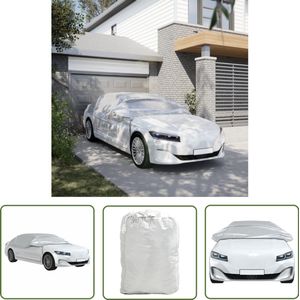 The Living Store Autohoes half met haken L PEVA zilverkleurig - Autohoes - Autobeschermingshoes - Halve Autohoes - Car Cover - Autodoek