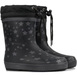 *gevoerd* FashionBootZ regenlaarsjes met sterren Zwart - Grijs-33.5