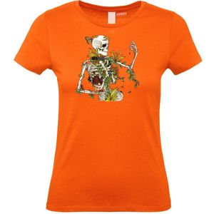 Dames T-shirt Bones and Botany | Halloween Kostuum Volwassenen | Halloween | Foute Party | Oranje dames | maat S