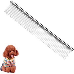 TOVBMUP Kam - Huisdierkam - Roestvrij staal - Ronde kam - Geschikt voor alle soorten huisdierverzorgingskammen - 19*3cm - Zilver