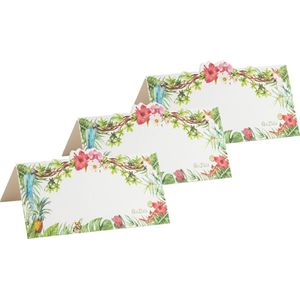 Givi Italia naamkaartjes/plaatskaartjes - bruiloft - groen/wit - jungle motief - 40x stuks - 10 x 5 cm