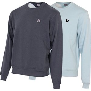 2-Pack Donnay Fleece sweater ronde hals - Heren - Navy/Sage Green - maat 3XL