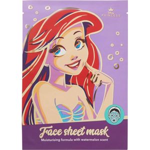Disney Princess - Ariel gezichtsmasker - sheet mask - tissue with print - orange - sinaasappel - prinsessen masker kleine zeemeermin - vochtinbrengend - 20ml