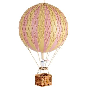 Authentic Models - Luchtballon Travels Light - Luchtballon decoratie - Kinderkamer decoratie - Roze - Ø 18cm