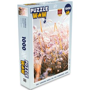 Puzzel Gras - Zon - Winter - Sneeuw - Legpuzzel - Puzzel 1000 stukjes volwassenen