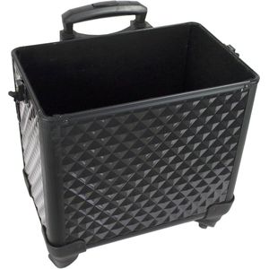 Cosmeticakoffer 4-in-1 multifunctionele make-upkoffer met 4 wielen - reis nagelkoffer cadeau-idee zwart mode nagelstyliste koffer