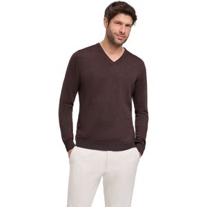 FALKE Basic New Merino V-Neck elegante klassieker wol trui heren bruin - maat S