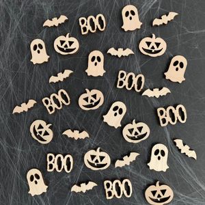 Design407 - Halloween Confetti Mix Halloween - 100 stuks - Houten Decoratie - Feestdecoratie - Hout - Pompoen - Spook - Vleermuis - Boo - Halloween decoratie - Halloween versiering