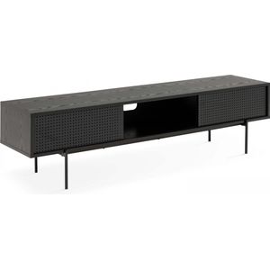 Oviala - TV-meubel 180 cm industriële stijl zwart hout